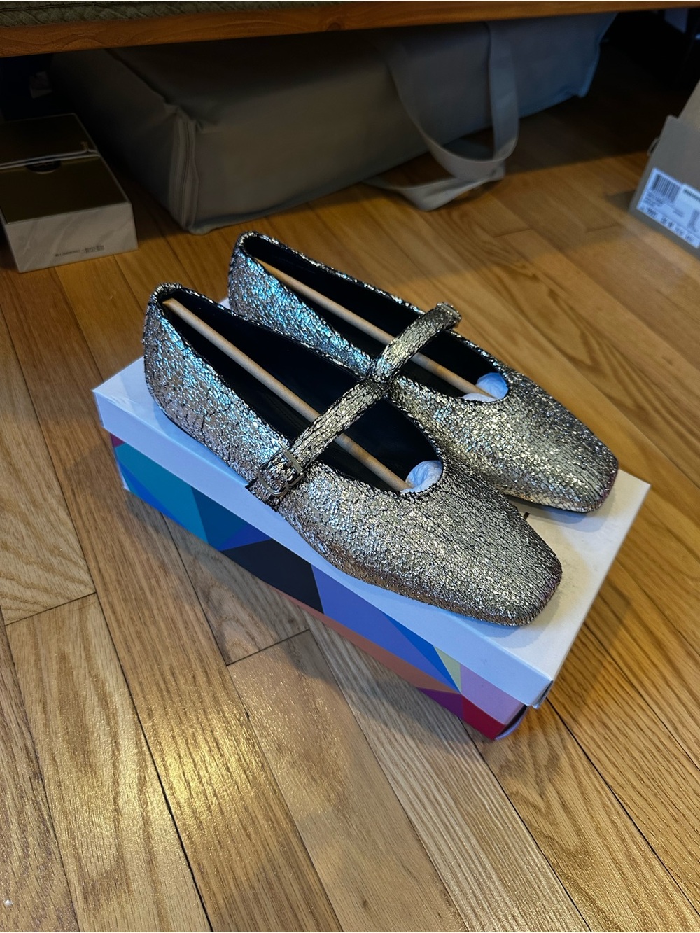 Katy Perry Sparkling Silver Mary Jane Flats (The Evie)